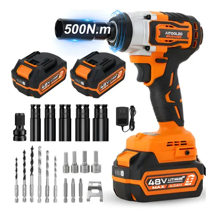 Chave De Impacto Parafusadeira 500nm 48v Brushless,2bateria Laranja 127/220v 60 Hz