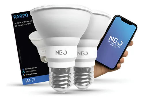 Kit 2 Lampada Led Par20 Smart Wi-fi 7w Rgb E27 Neo Avant