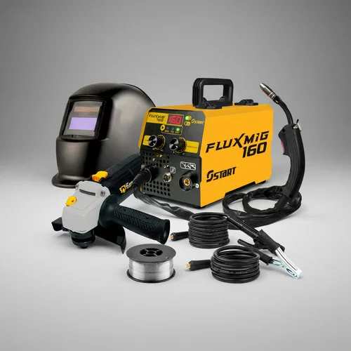 Kit Máquina De Solda Mig 160a C/ Esmerilhadeira + Acessórios Amarelo 220v