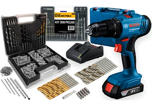 Furadeira E Parafusadeira De Impacto 18v Gsb 183-li + Kit Azul 127/220v 60hz