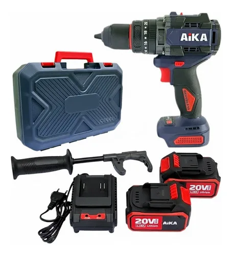 Furadeira Parafusadeira Aika Maleta 2 Baterias Robusta 20v Roxo E Preto 20v 50 Hz / 60 Hz