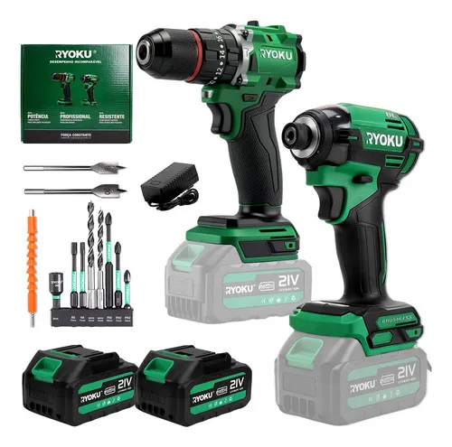 Combo Furadeira E Parafusadeira De Impacto Brushless 21v Verde 127/220v