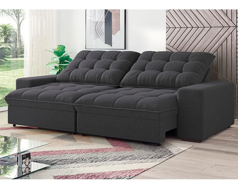 Sofá 4 Lugares Retrátil/reclinável Linoforte Benetton Grafite