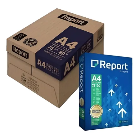 Papel Sulfite Suzano Report A4 75g/m2 - 10 Pacotes Branco
