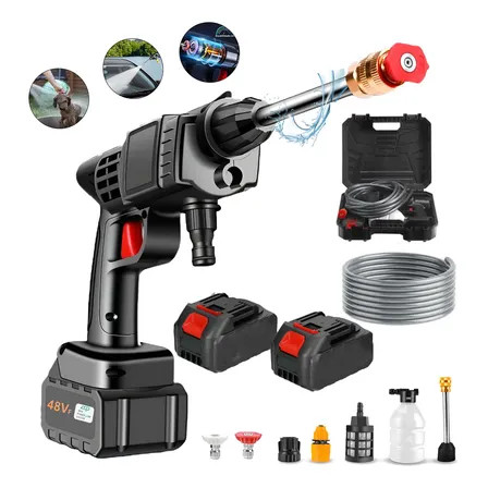 Lavadora Lava Jato Portátil 48v Pressão 2 Baterias + Maleta Preto 127/220v 50 Hz/60 Hz