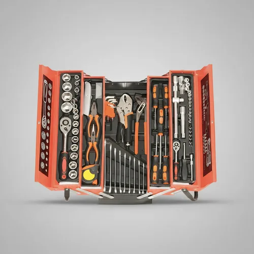 Caixa De Ferramenta Completa C/ 85 Peças Aço Crv Manutenção Laranja