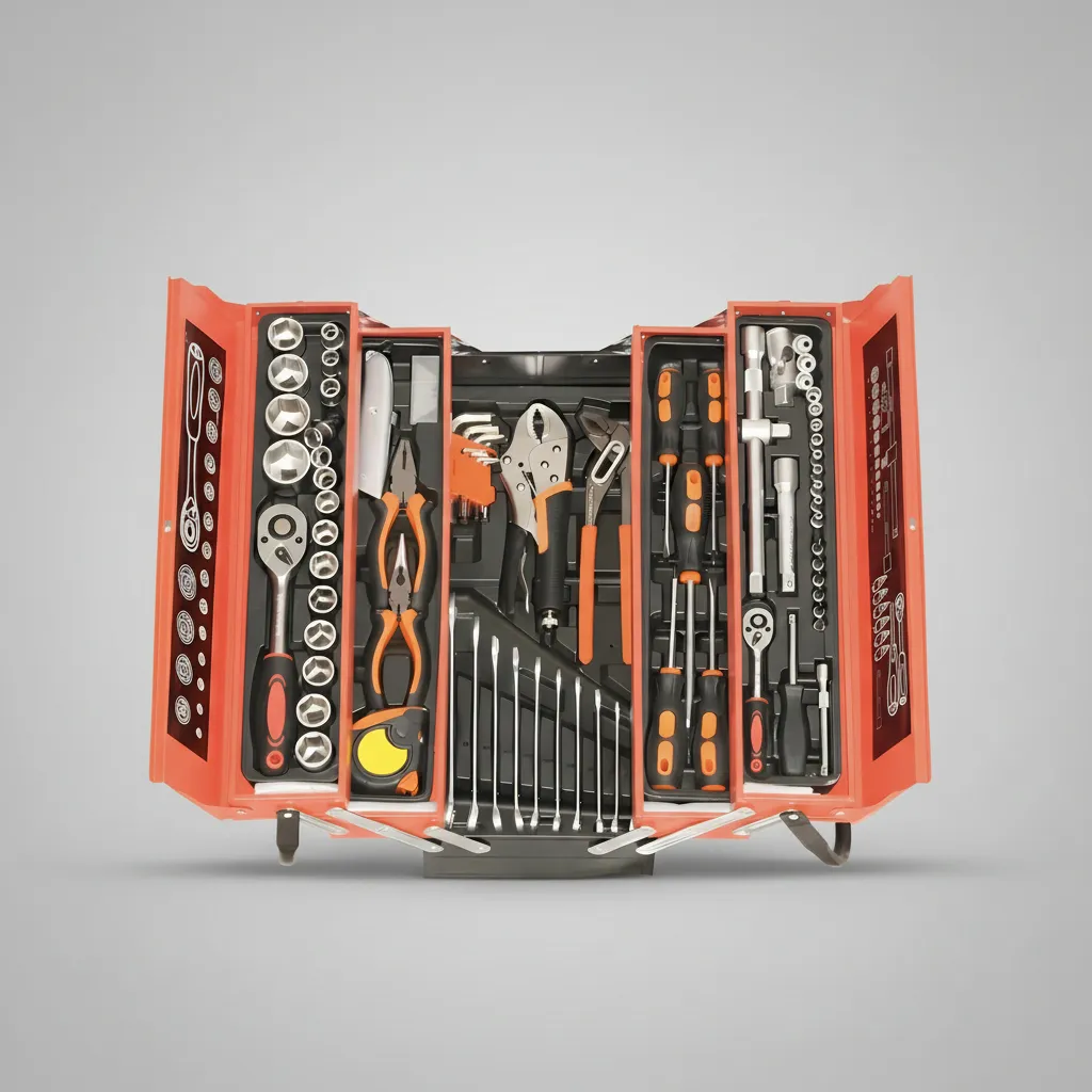 Combo Jogo Kit Caixa Mala Ferramentas Profissional 85 Peças Vermelho