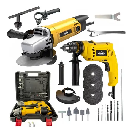 Kit Furadeira Parafusadera + Esmerilhadeira Lixadeira Maleta