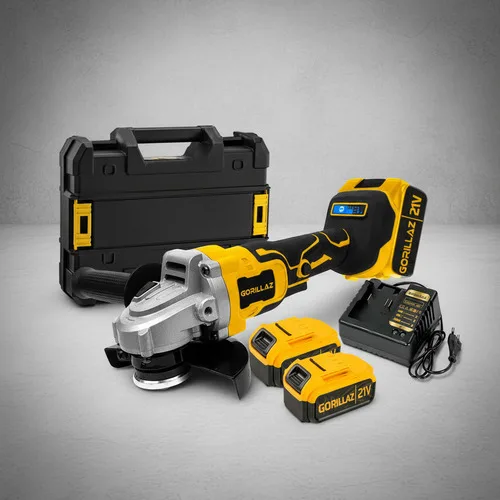 Esmerilhadeira Lixadeira Angular 10000rpm Com 2 Baterias 21v Amarelo 127/220v 50/60hz