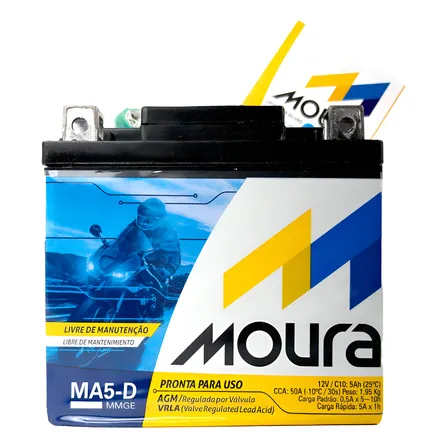 Bateria Moto Moura Cg Titan Fan Biz Bros Xre 125 150 160 5ah Direito