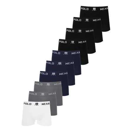 Kit 10 Cuecas Boxer Lisa Polo Wear Sortido