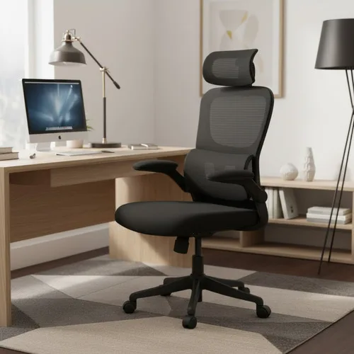 Cadeira Escritório Ergonômica Reclinável Suporte Lombar Preto Espuma