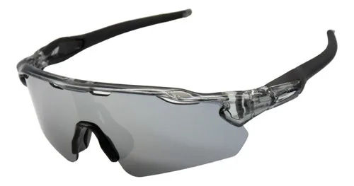 Óculos Esportivo Ciclismo Bike Corrida Baixa Pace Polarizado Cinza Prata Espelhado