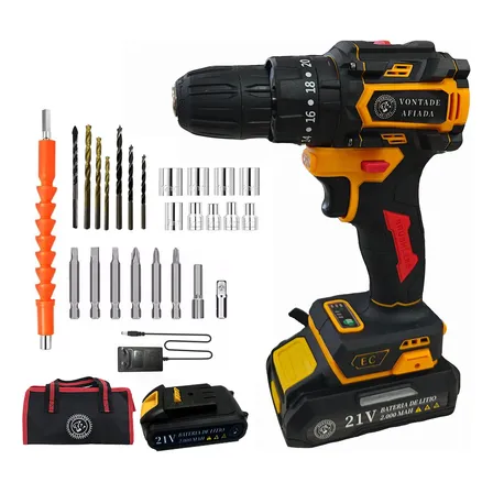 Sem Escovas Parafusadeira Furadeira De Impacto 2 Bateria Amarelo 21v 60hz