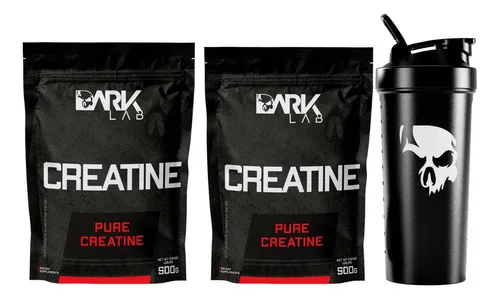 2 Creatinas Puras 500g + Coqueteleira Shaker Academia 700ml Dark Lab