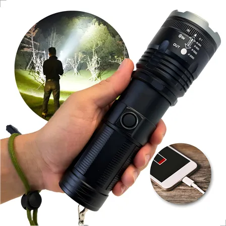 Lanterna Tática Militar Led Potente Alcance 2km Mais Forte Branco Preto