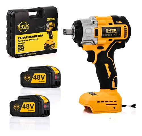 Parafusadeira De Impacto Eletrica 2 Bateria 48v Brushless Amarelo 48v 50/60hz