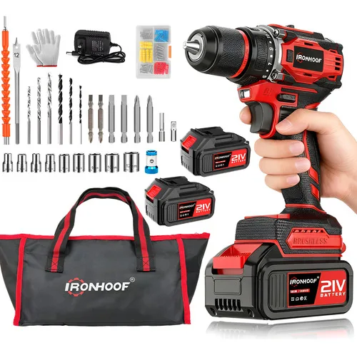 Furadeira Parafusadeira A Bateria Impacto Brushless 21v Vermelho 110/127/220v 60hz