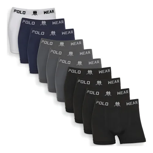 Kit 10 Cuecas Boxer Polo Wear Masculina Sem Costura