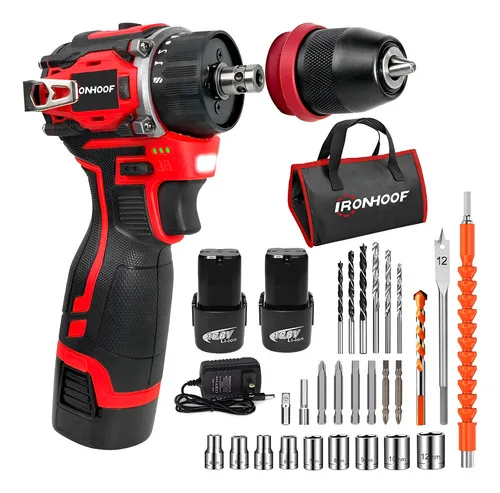 Furadeira E Parafusadeira Eletrica Brushless 2 In 1 Bivolt Vermelho 110/127/220v 60hz