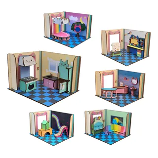 Playset Casa Mágica Da Gabby 6 Cômodos Mundo Madeira Colorido