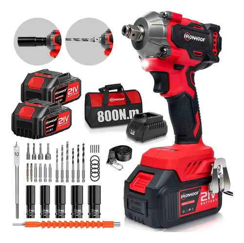 800 Nm Chave De Impacto Potente Motor Brushless Recarregável Vermelho 110/127/220v 60