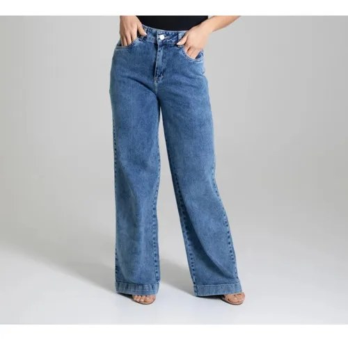 Calça Jeans Feminina Wide Leg - 280132 Azul Claro Sawary