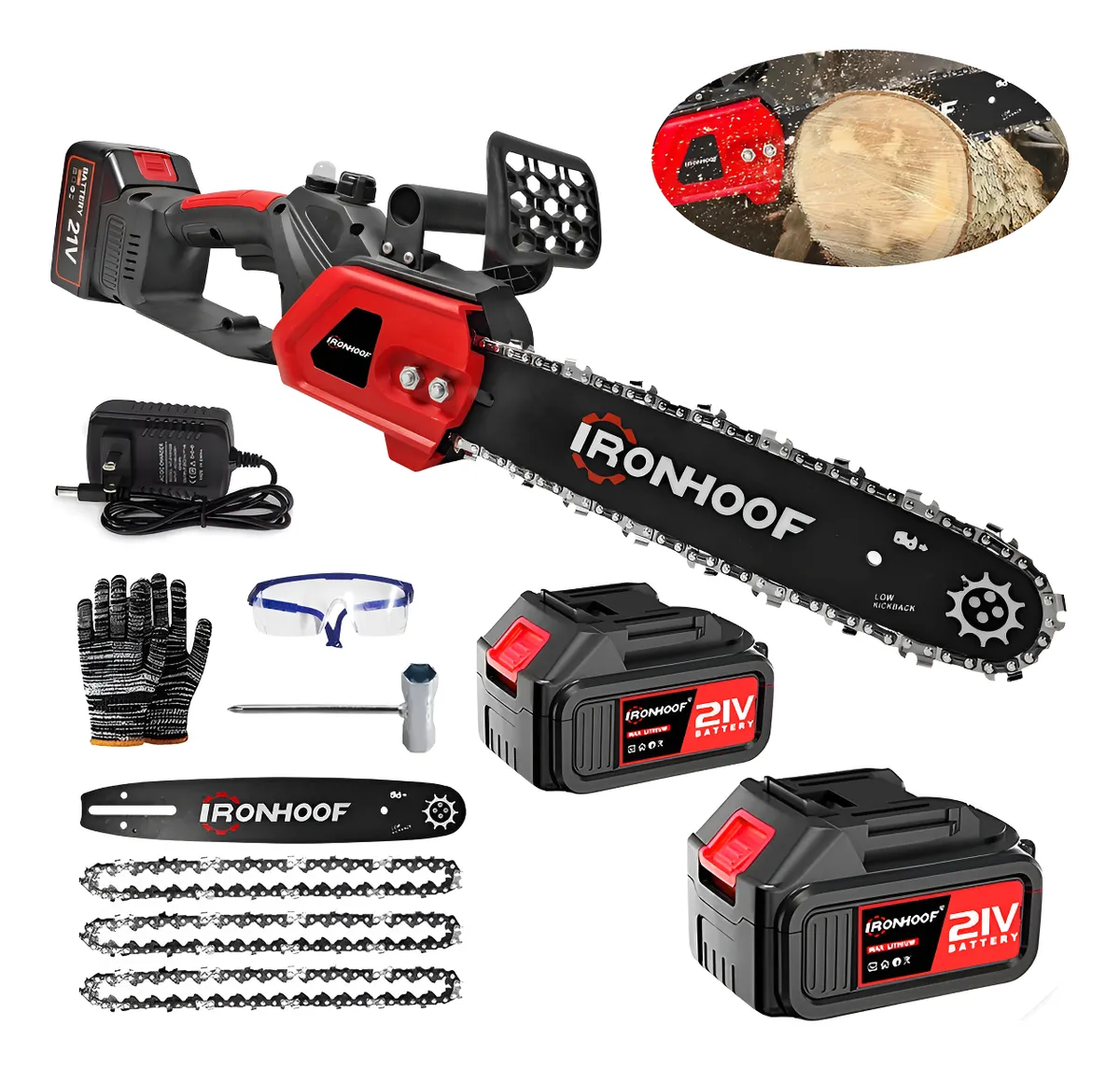 Motosserra Elétrica 12 Polegadas Portátil Potente Brushless Vermelho E Preto 110/127/220v