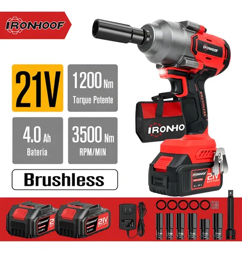 Chave Impacto Bateria 1200nm Parafusadeira Elétrica Portátil Vermelho 110/127/220v 60hz