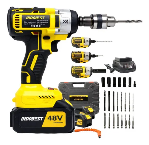 Chave De Impacto 48v 1/2'' 2 Baterias Brushless Indob Amarelo 127/220v 60