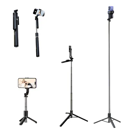 Tripé / Bastão Para Celular Portátil Até 1,70 M Com Controle Preto