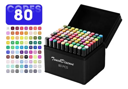 Conjunto Canetas Marcador Canetinha Ponta Dupla 80 Cores Kit