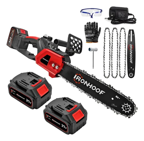 Motosserras Sem Fio Portatil 12 Polegadas Com Duas Baterias Preto/vermelho 110/127/220v