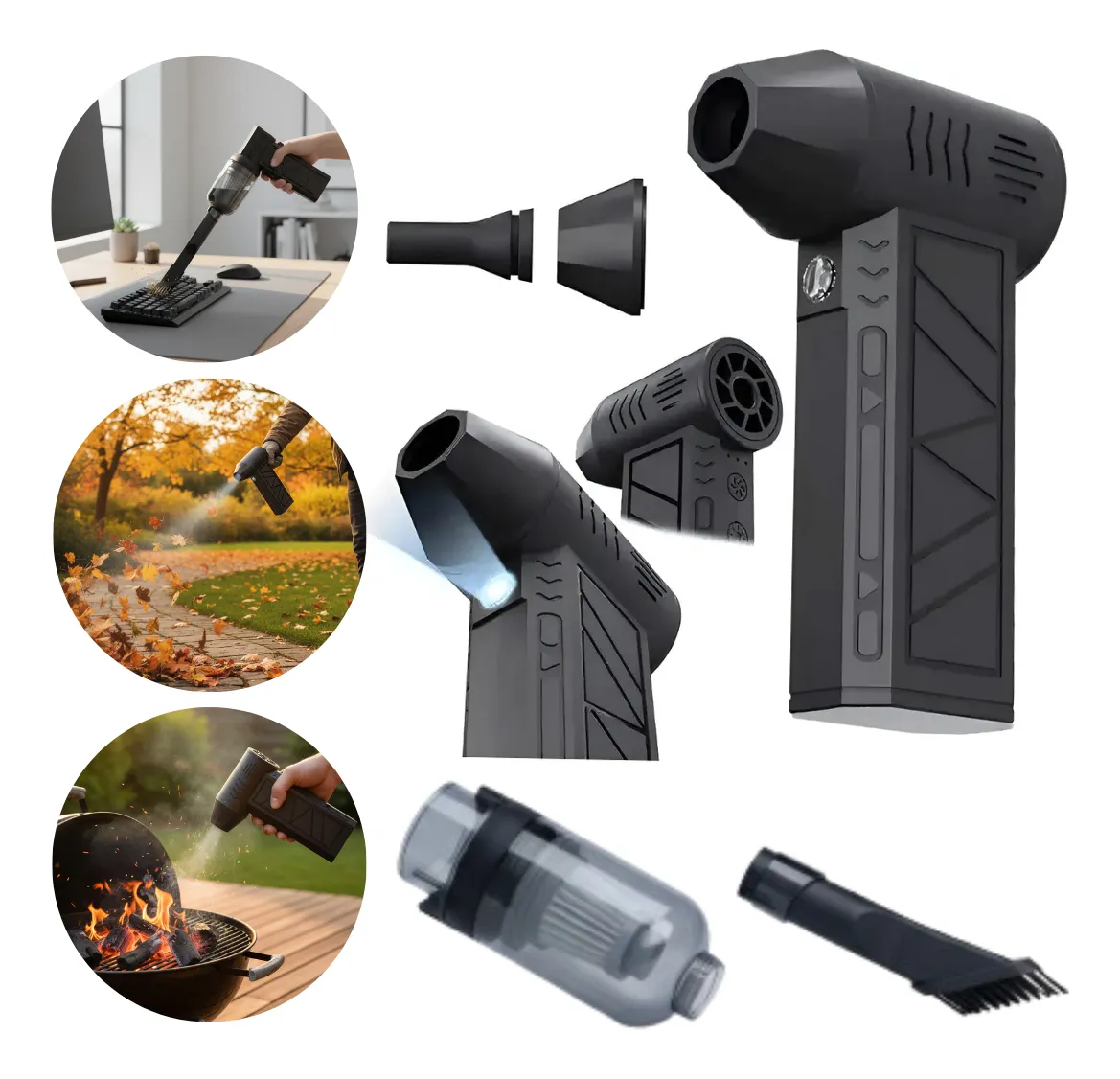 Mini Ventilador Soprador De Ar Turbo Jato 130000 Rpm Sem Fio Preto 127/220v