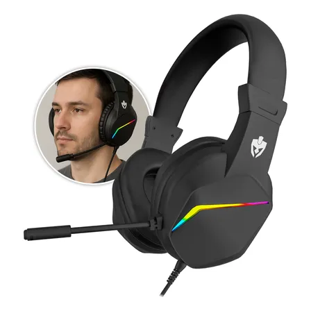 Fone Headset Gamer Usb Led Cleandac Eg310 Microfone Evolut Preto