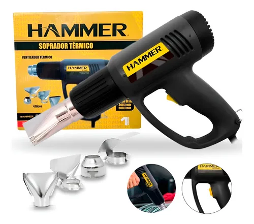 Soprador Térmico Profissional Hammer Sp2000 500° + 4 Bocais Preto E Amarelo 127v