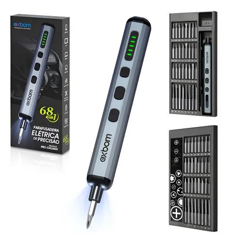 Parafusadeira Chave Elétrica Precisão Recarregável 68 Em 1 Cinza-escuro