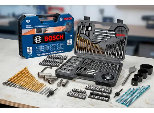 Jogo Kit Pontas Brocas 103 Peças Bosch Em Titânio Com Maleta