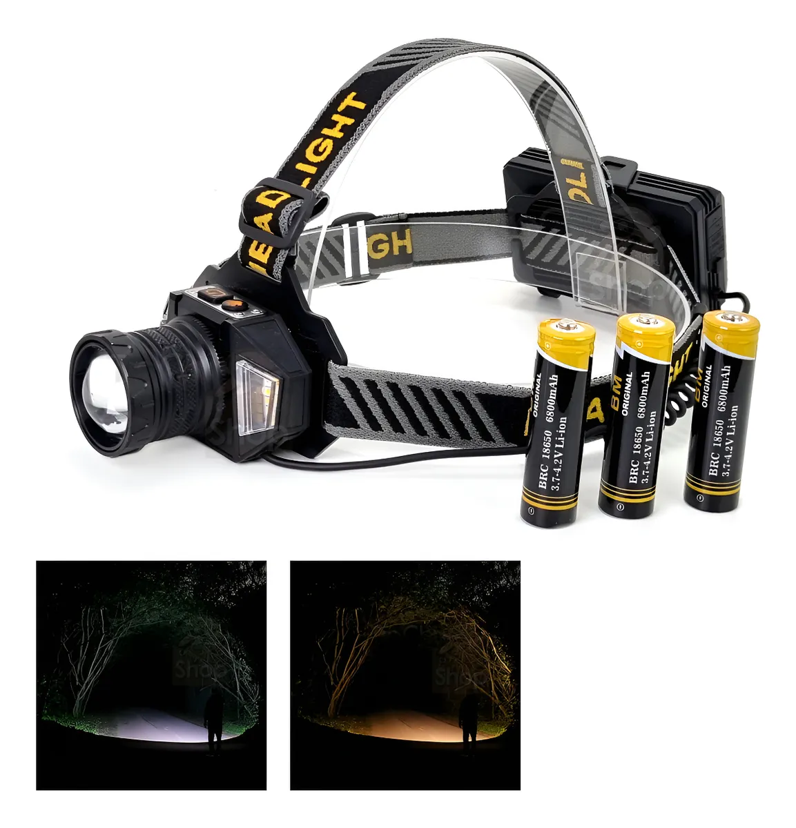 Lanterna De Cabeça Led Vduo 3 Baterias Com Sensor 800 Metros