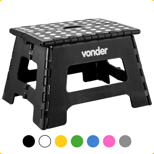 Banqueta Plástica Dobrável Vonder 22cm Até 150kg Multiuso Preto