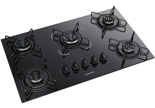 Cooktop Itatiaia Essencial 5 Bocas Mesa Vidro Preto Bivolt Preto 127/220v