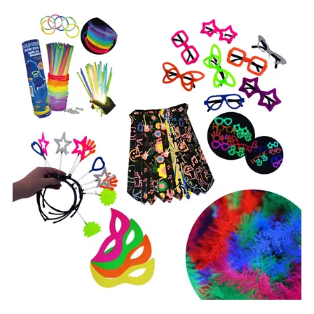 Kit Balada Festa 150 Pçs Óculos,tiara,pulseira Neon E Marabu
