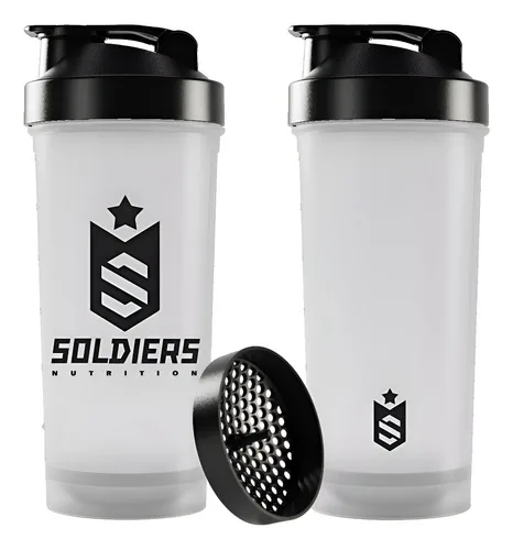 Coqueteleira Slim 600ml Soldiers Nutrition Hidratação Treino Preto