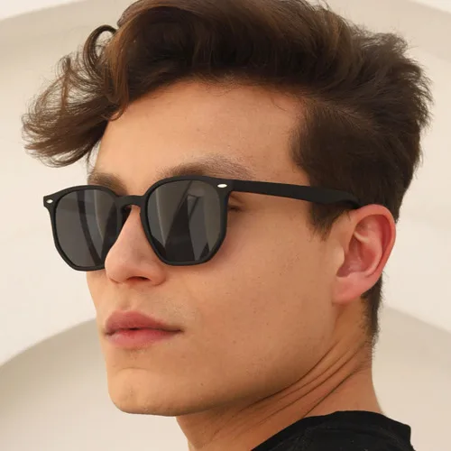 Óculos De Sol Hexagonal Unissex Premium Proteção Uv400 Verão Tulum - Preto Fosco