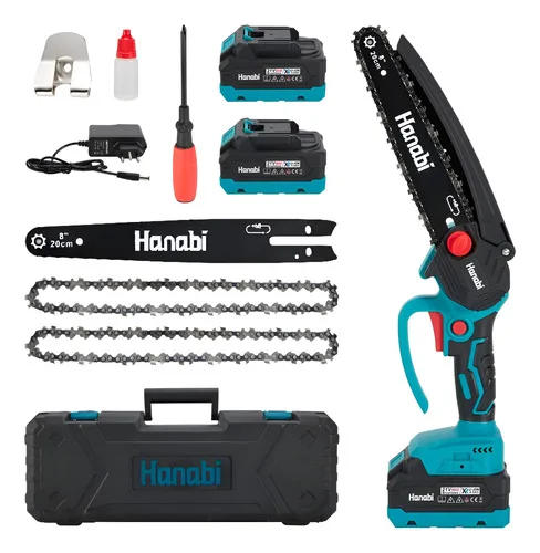 Motoserra Elétrica Portátil Brushless 8 Pol. 2 Baterias 21v Azul-petróleo 127/220v