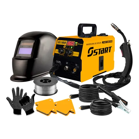 Kit Máquina De Solda Inversora Tocha + Máscara Acessórios Amarelo 220v