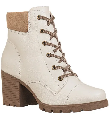 Coturno Feminino Salto Tratorado Cano Curto Bota Conforto