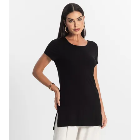 Blusa Alongada Feminina Rovitex Básicos Preto
