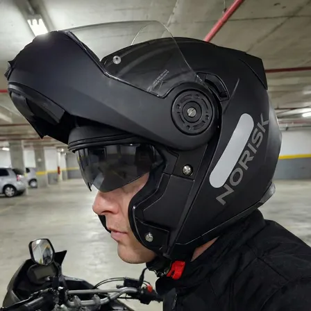 Capacete Articulado Norisk Ff345 Route Monocolor Preto Fosco