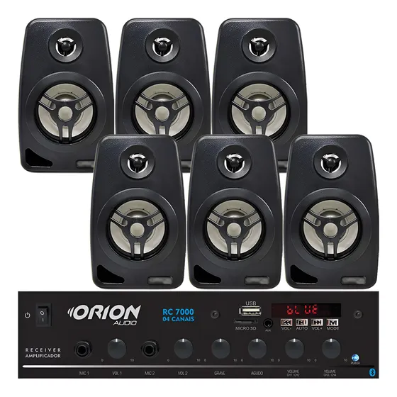 Kit Som Ambiente 500 Watts Bluetooth 6 Caixas Parede Preta